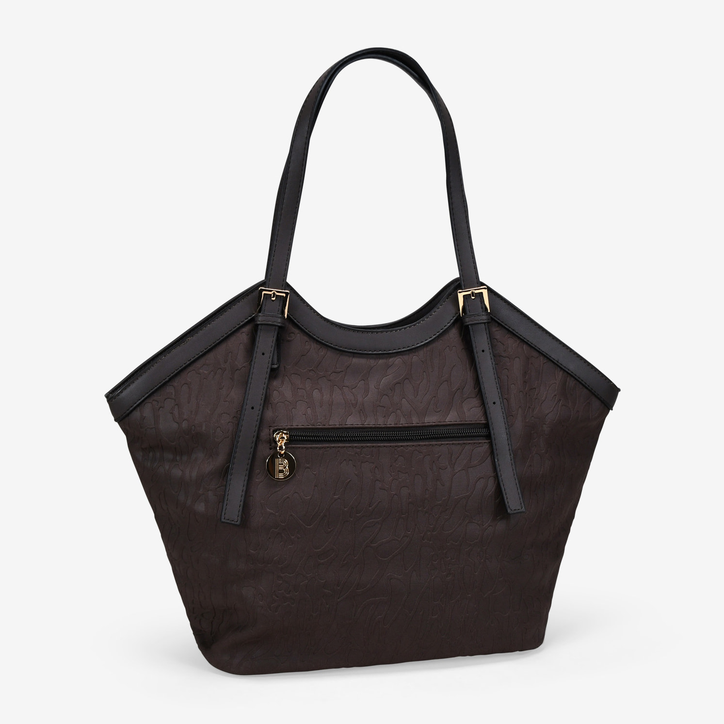 Bolso de hombro marrón con hebillas