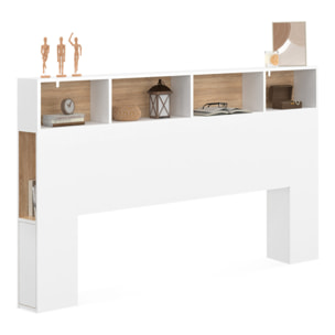 Tête de lit Léo bois et blanche avec rangements 165cm