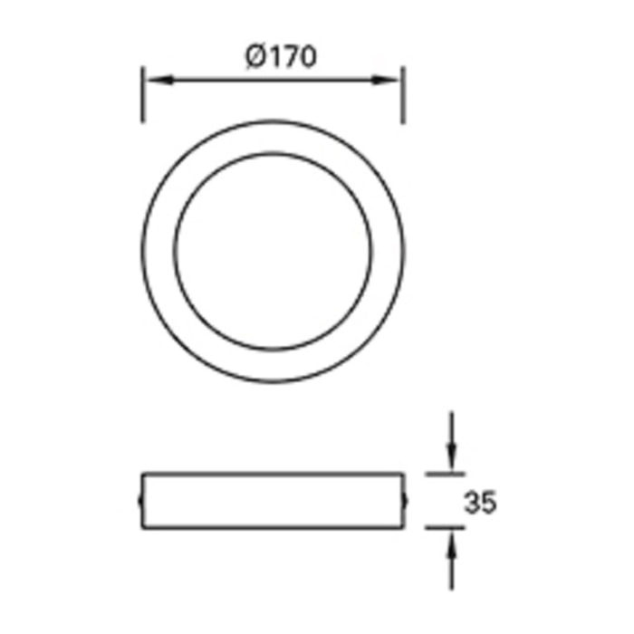 FORLIGHT Plafon Ip23 Easy Round Surface Ø170Mm Led 10W 3000K Blanco 925Lm