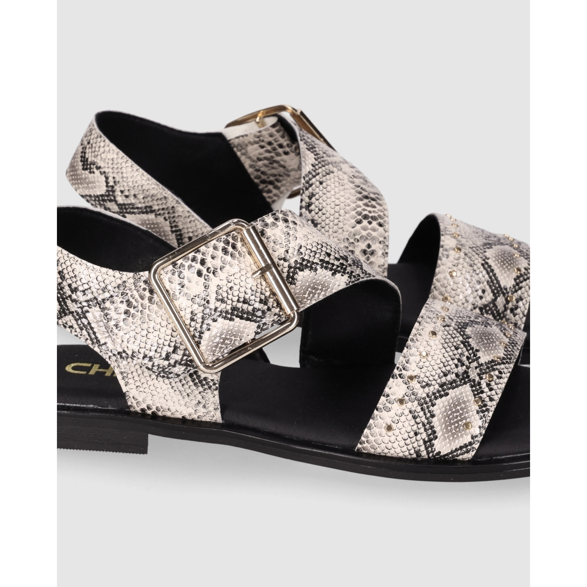 Sandalias de Piel - Serpiente - Tacón: 1 cm