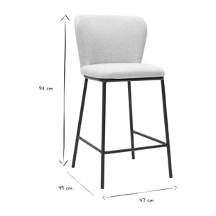 Tabourets en tissu effet velours texturé beige et métal noir (lot de 2) LISOR