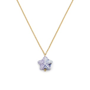 Collar Starfish Blue Acero Baño Oro
