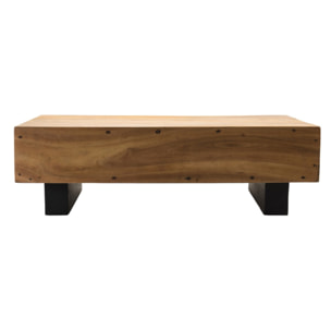 SAM - Table basse poutres 120x60cm bois Suar pieds noirs