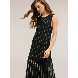 Motivi - Vestito lungo plissé in maglia - Nero