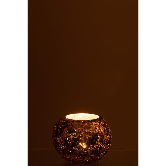 J-Line bougeoir Lise - verre - marron/or - small