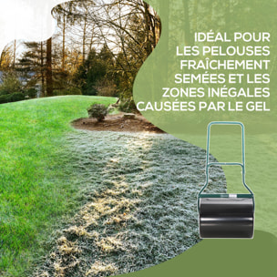 Rouleau à gazon jardin en acier avec poignée 57x40x123cm lestage max. 60L noir vert