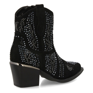 Botin de mujer con detalles brillantes y estilo Cowboy, ideal Otoño invierno