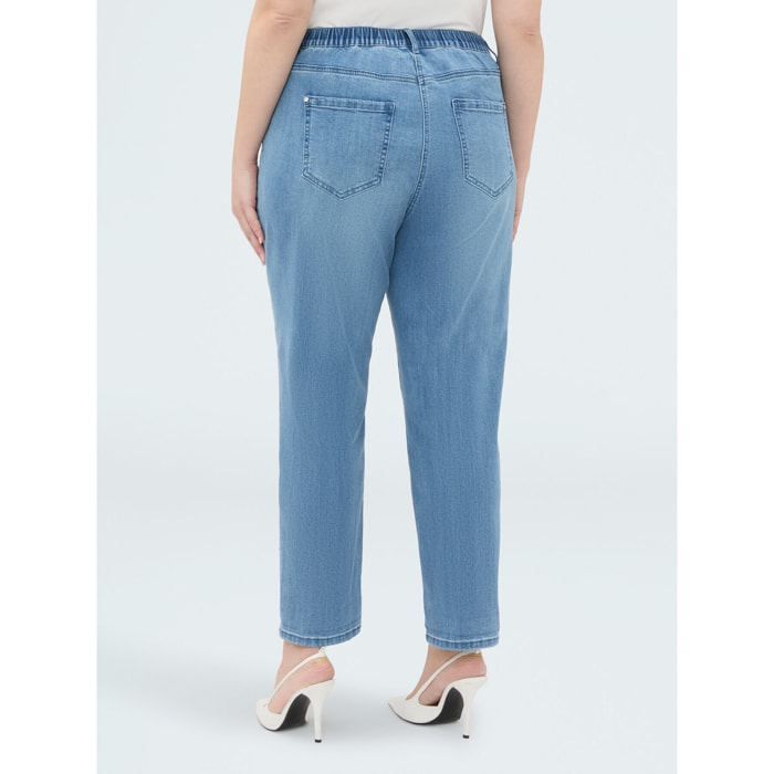 Fiorella Rubino - Jeans Barrell con bordado floral - Light - blue