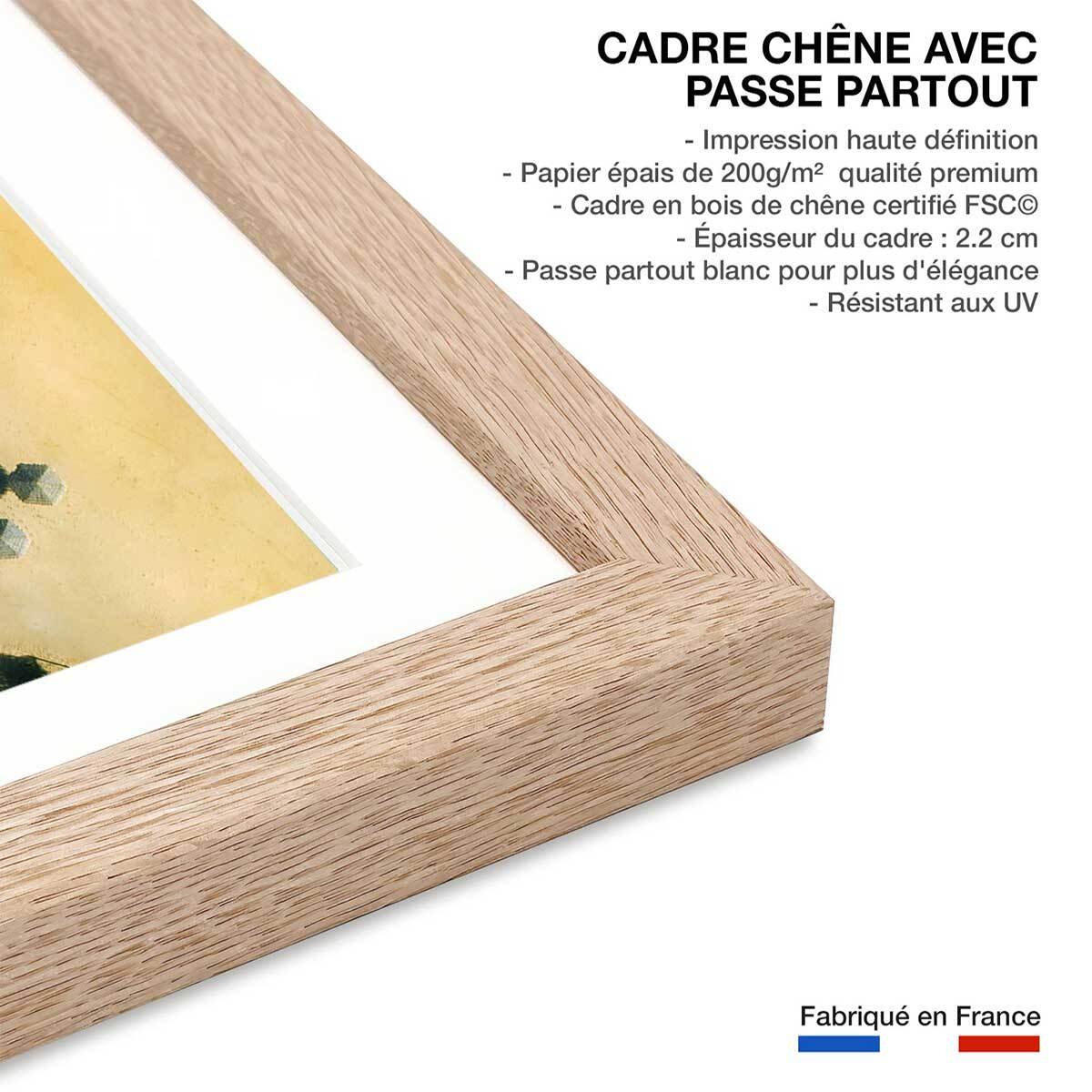 Poster paillote du pacifique Affiche + cadre en bois - Chêne