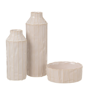 J-Line Cachepot Lait - Ceramique - Blanc - 19,50cm