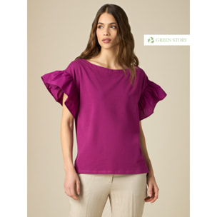 Oltre - T-shirt con maniche corte ad aletta - Viola