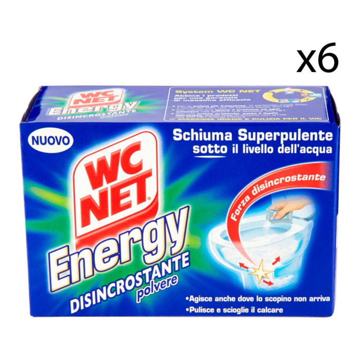 6x WC Net Energy Disincrostante in Polvere Schiumogena Deterge e Scioglie il Calcare - 6 Confezioni da 4 Buste