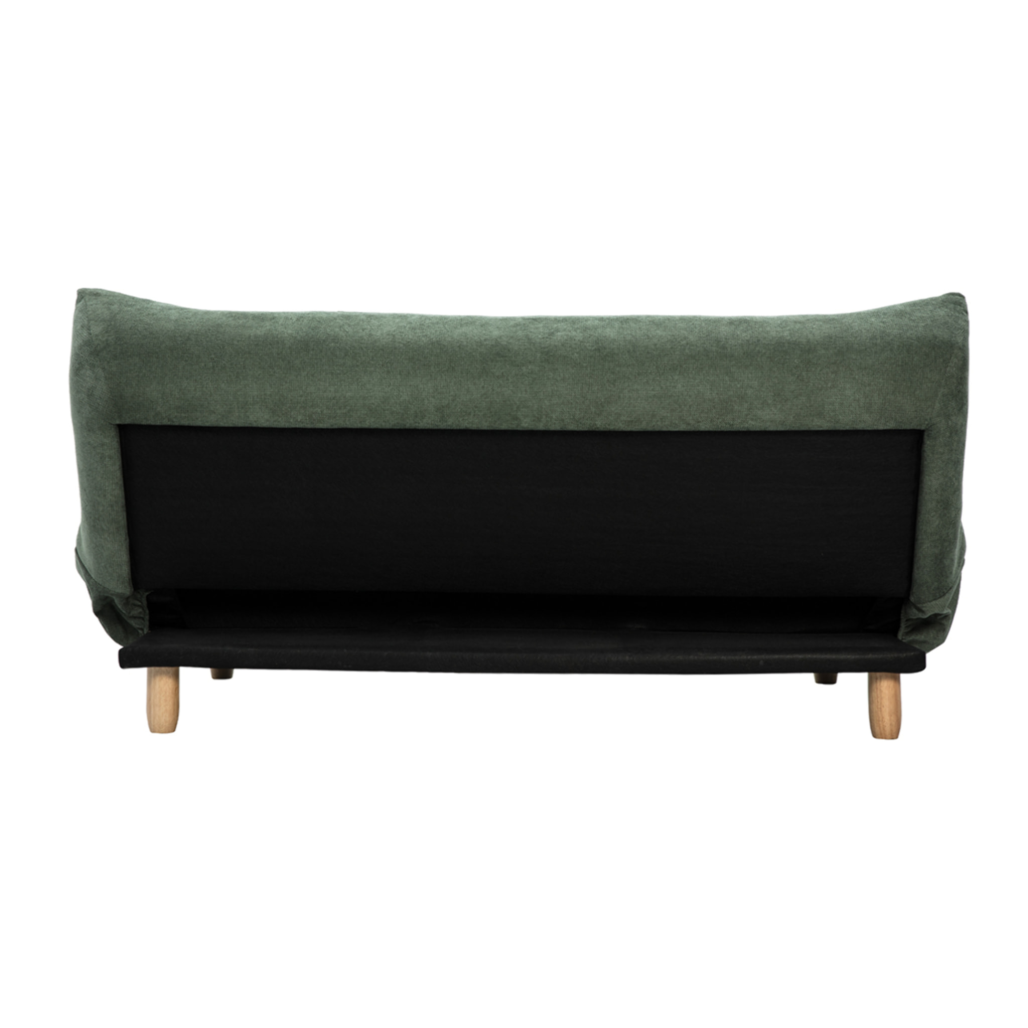 Canapé convertible scandinave 3 places en tissu chenille vert kaki et bois clair YUMI