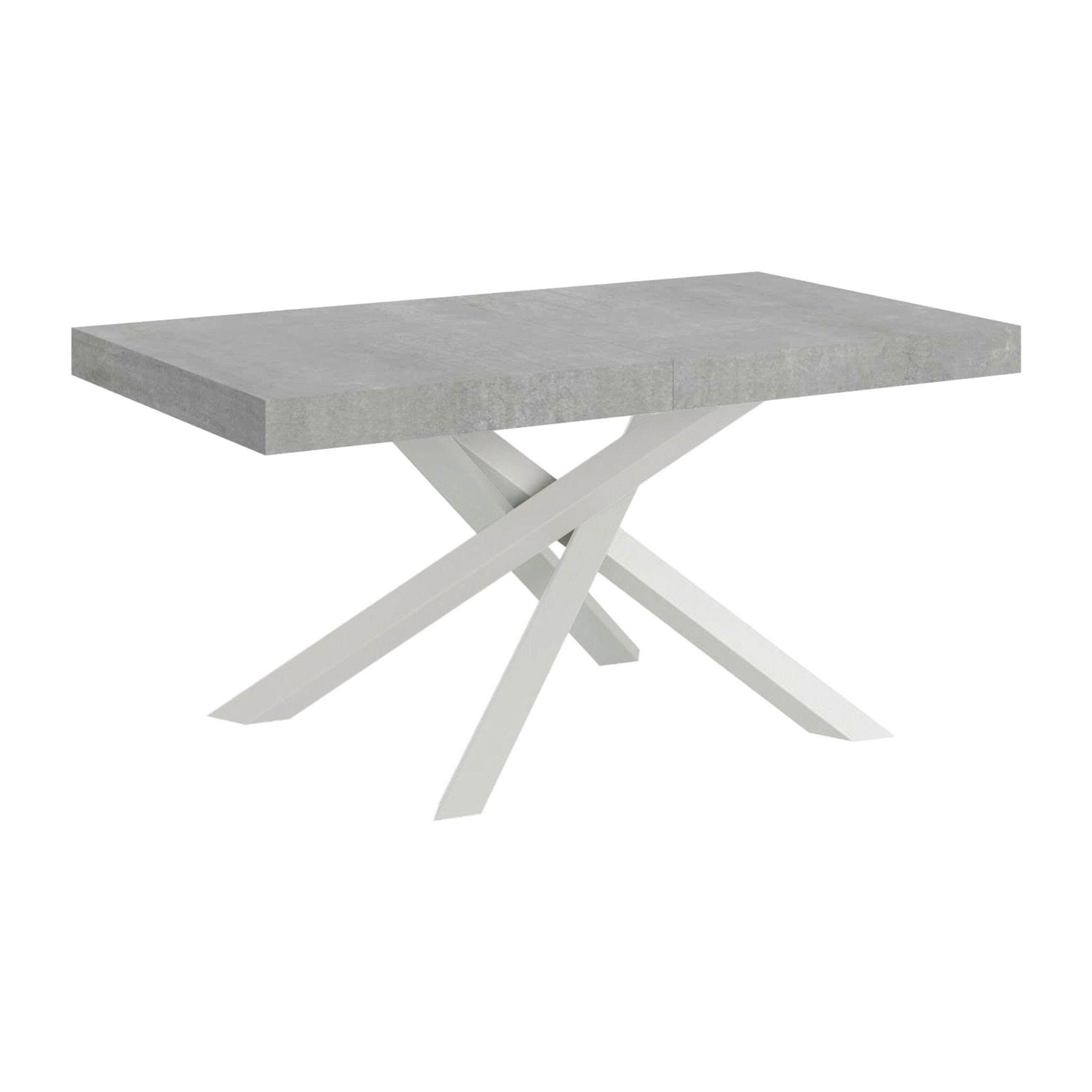 Tavolo allungabile 90x180/284 cm Volantis cemento telaio bianco