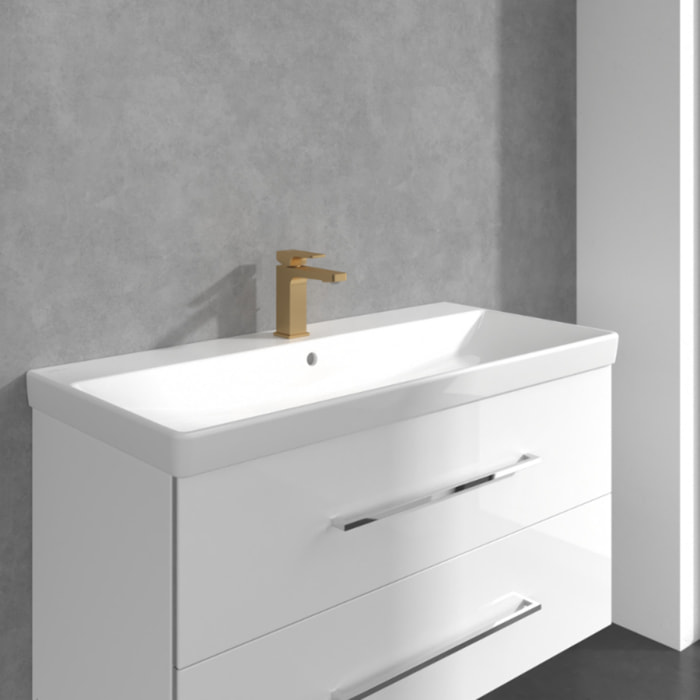 Mitigeur lavabo Architectura Square avec tirette Or brossé