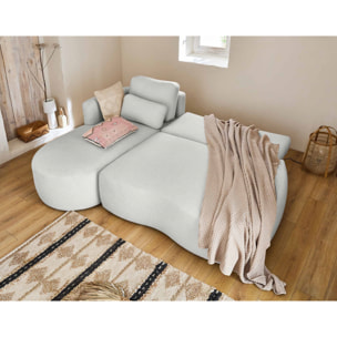 Mahina - canapé d'angle gauche - 4 places - convertible avec coffre - en tissu bouclette - Gris clair