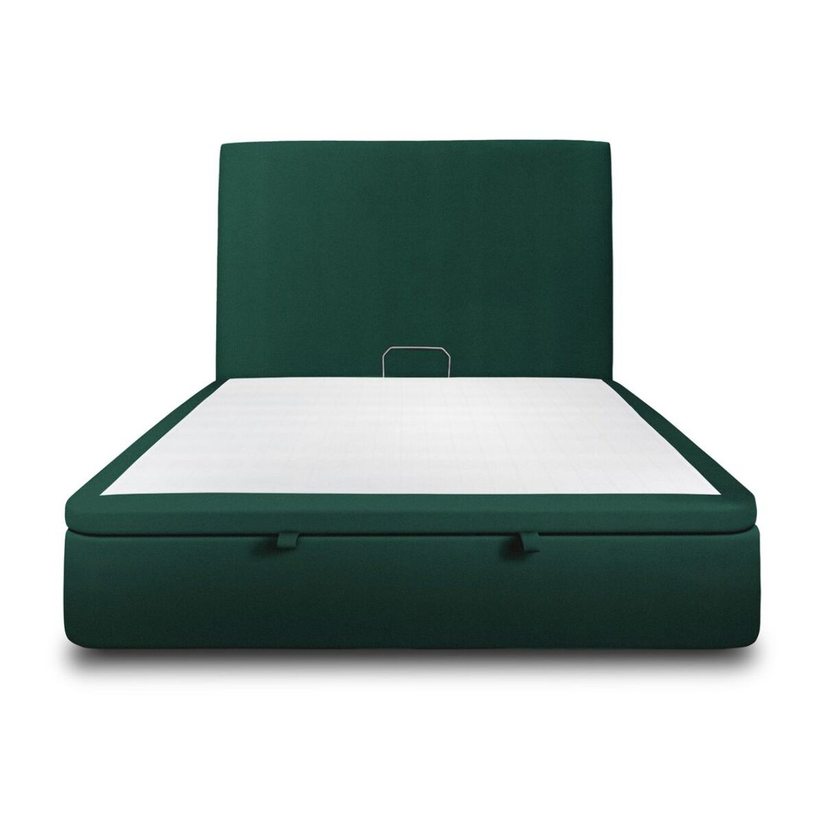 Lit avec sommier et tête de lit lisse - Tissu velours au style contemporain - Adapté à tous les matelas, montage rapide - Finition élégante - Rangement XXL