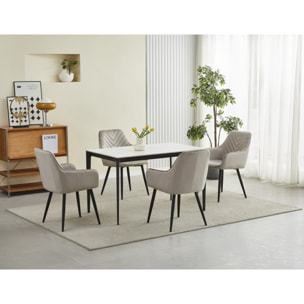 Sedia Nana in velluto beige scuro con gambe in metallo nero