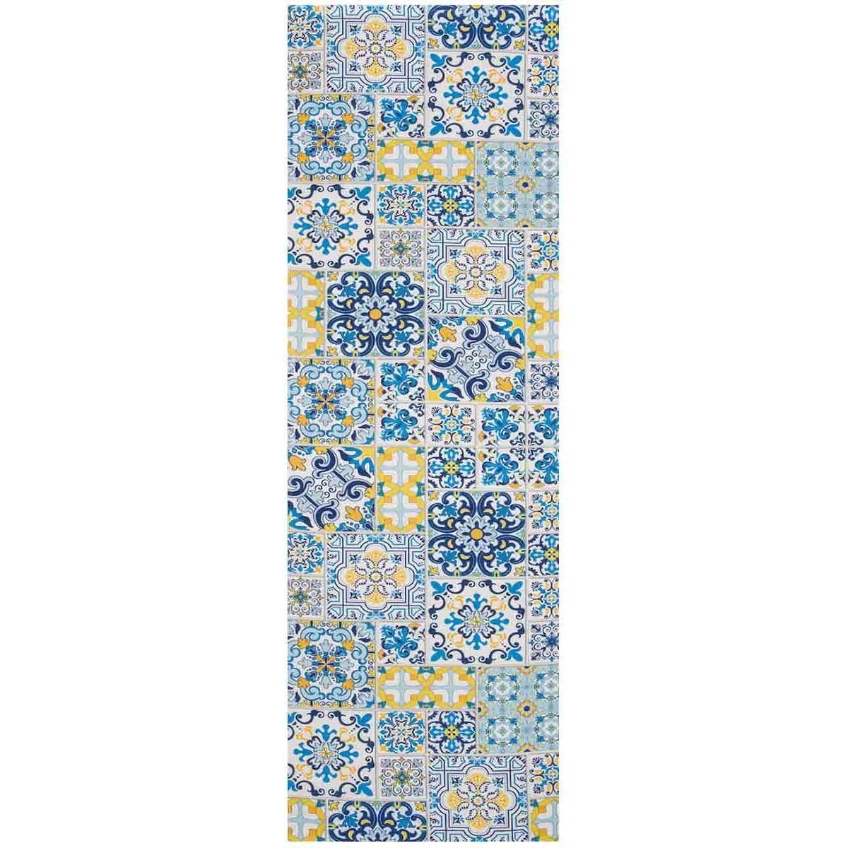 Tappeto EMOZIONI CETARA moderno ceramiche maiolica amalfitana lavabile antiscivolo passatoia multiuso bagno cucina ingresso