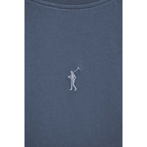 Camiseta sin mangas azul denim de corte slim con bordado Rigby Go