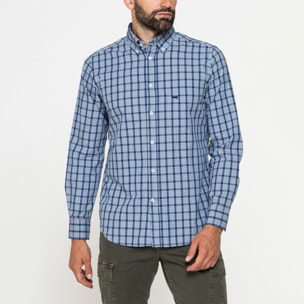 CAMICIA FANTASIA TINTO FILO CON COLLO BUTTON-DOWN