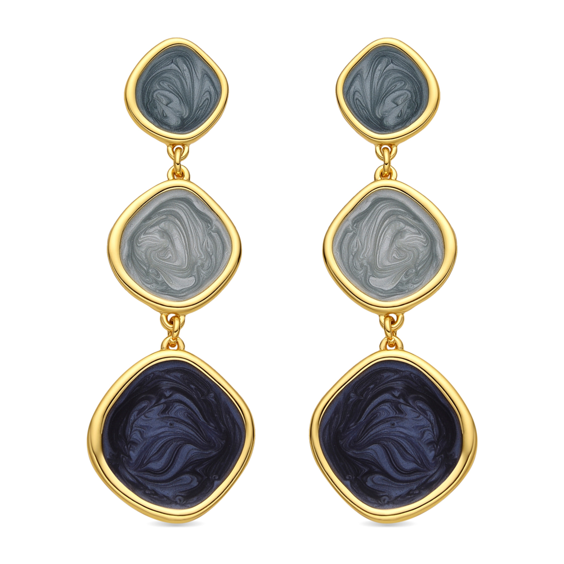 Pendientes con Lacado Azul acabado oro 18k