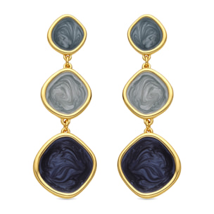 Pendientes con Lacado Azul acabado oro 18k