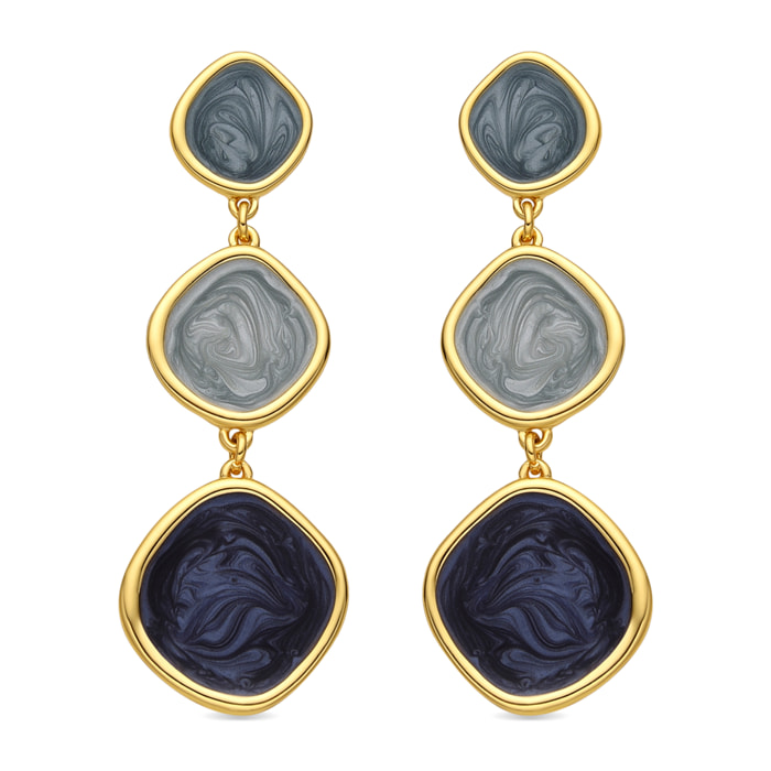 Pendientes con Lacado Azul acabado oro 18k