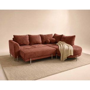 Gabin - pouf en velours texturé - Terracotta