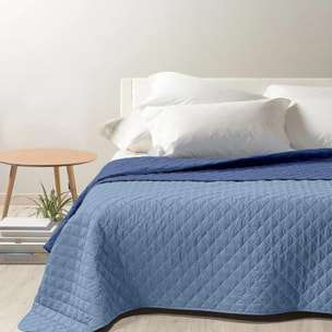 INTRECCI Copriletto Matrimoniale Estivo, Trapunta Estiva Matrimoniale, 260x260 cm, Coperta Estiva, anche Primaverile, Double Face, Moderna, Leggera, Elegante. Colore: Blu/Azzurro
