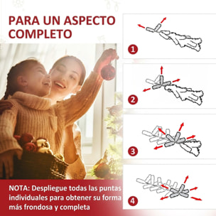 HOMCOM Árbol de Navidad con 700 Luces LED Blanco Cálido, 210 cm, Árbol de Navidad Artificial con 2154 Ramas de PVC Ignífugo, Soporte Metálico Plegable, Verde