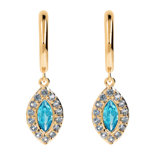 Orecchini Pendenti Marquise Golden con Cubic Zirconia Blu