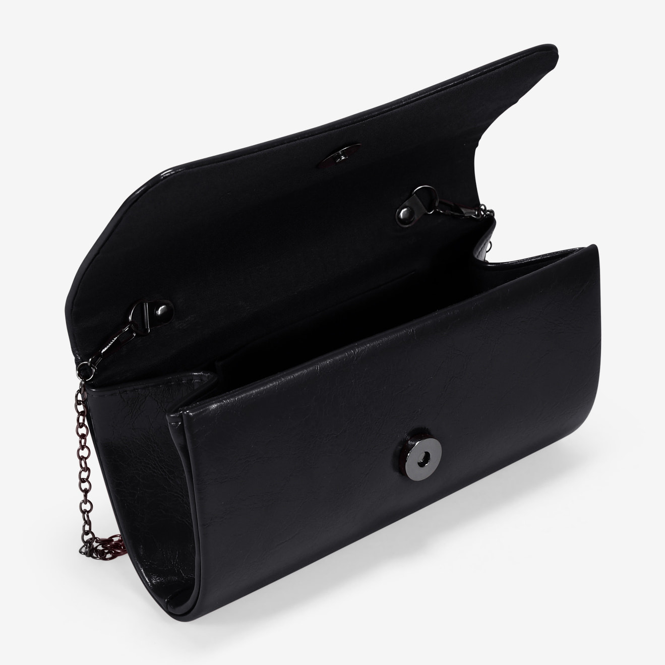 Bolso de fiesta negro brillante con solapa