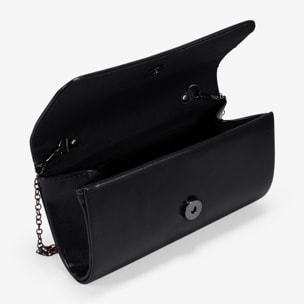 Bolso de fiesta negro brillante con solapa