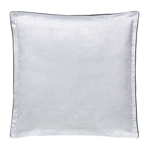 Taie d'oreiller imprimée en satin de coton bio, RIVAGES, Bleu de chine