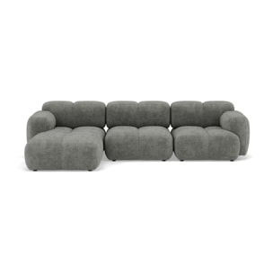 Grace - canapé modulable d'angle réversible 4 places en velours texturé - Gris