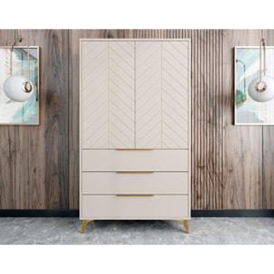 Boccioni - buffet haut - beige - 3 tiroirs et 2 portes - 104x180 cm - Beige