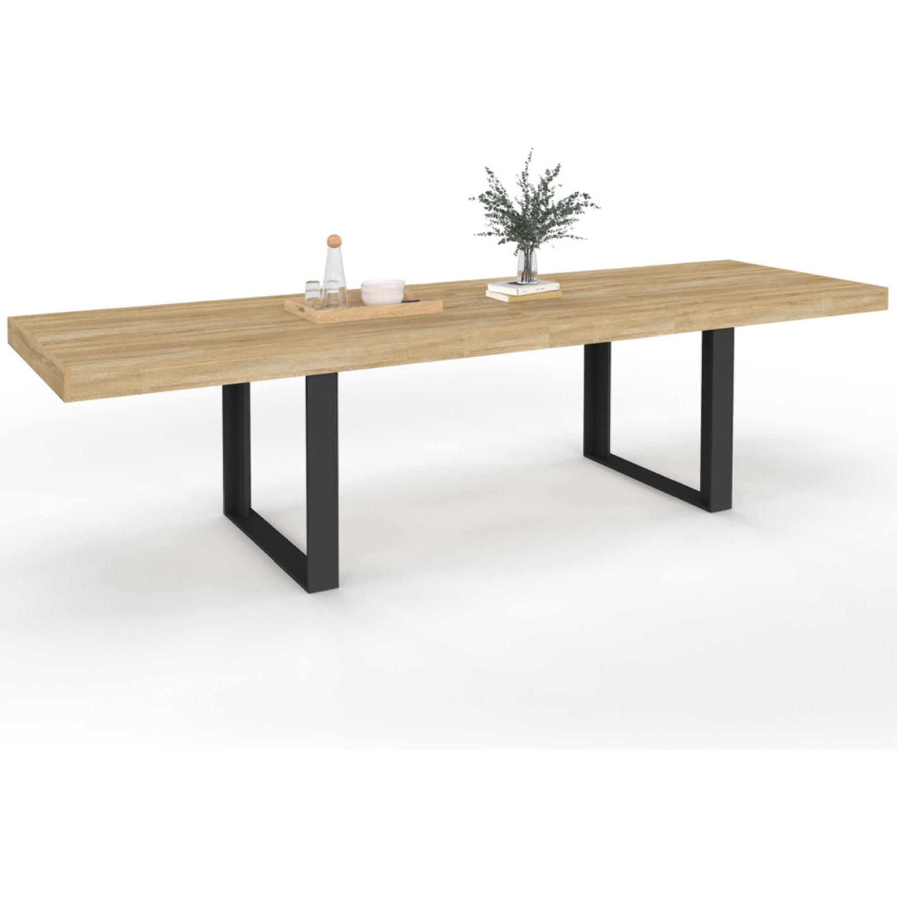 Table à manger extensible Brixton bois et noir 200-300cm