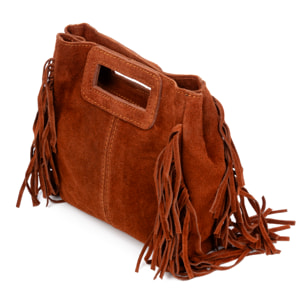 Barbata bolso bandolera mujer. Piel auténtica Gamuza con tachuelas decorativas.