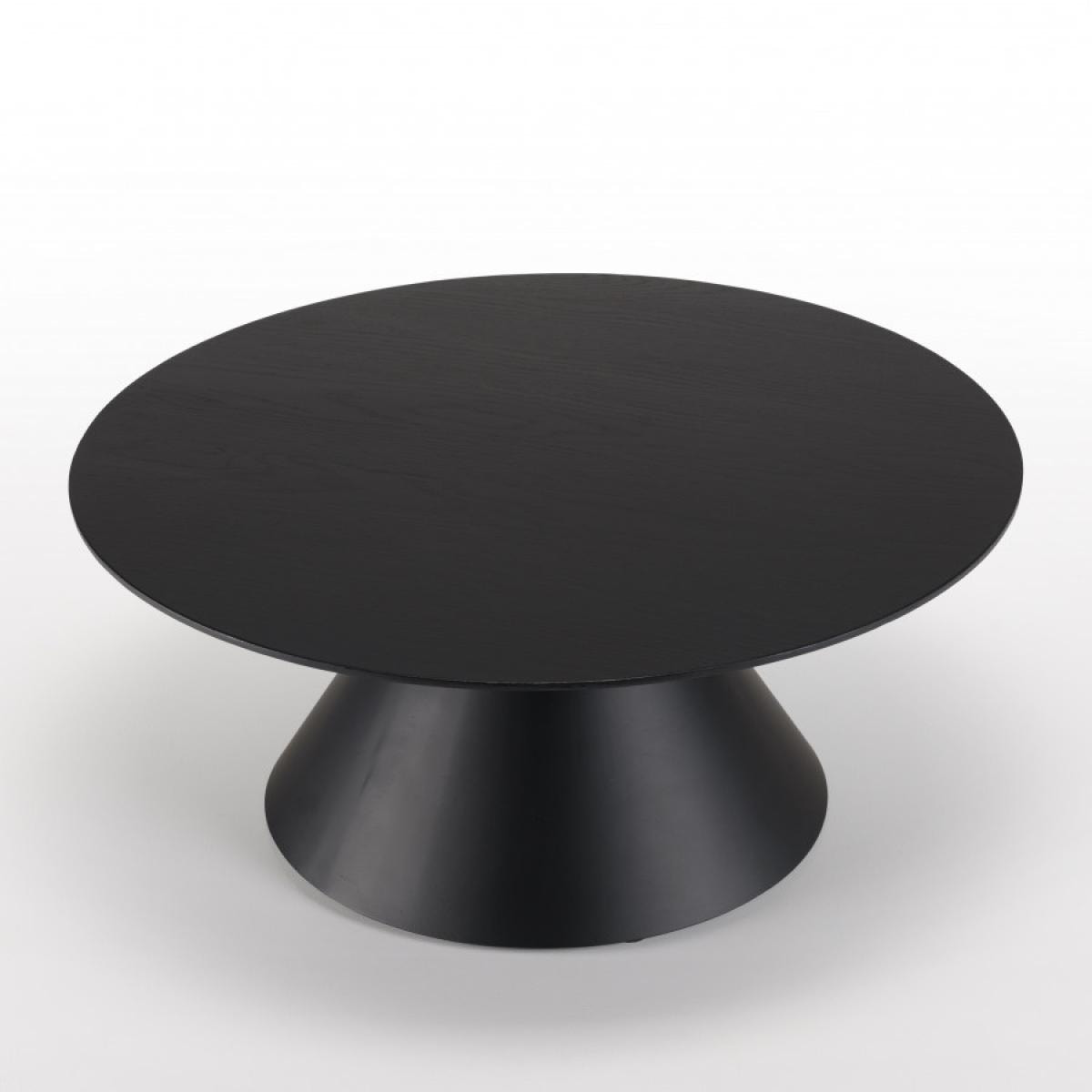 DALY - Table basse ronde noire 78x78cm pied conique métal