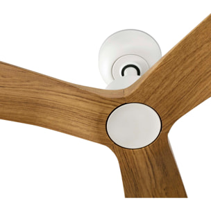 OUTWOOD L Ventilador de techo blanco/madera roble IP44 TUYA