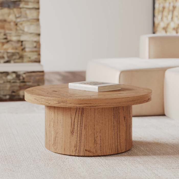 Table basse ronde en bois d'orme D80 cm - Garance