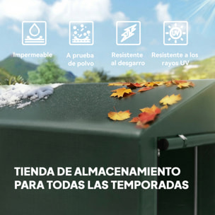 Carpa de Jardín Exterior para Herramientas Bicicletas 1,2x1,8x1,65 m, Cobertizo Exterior con 2 Habitaciones, Puerta Enrollable con Cremallera, Impermeable Anti-UV, Garaje Portátil, Verde