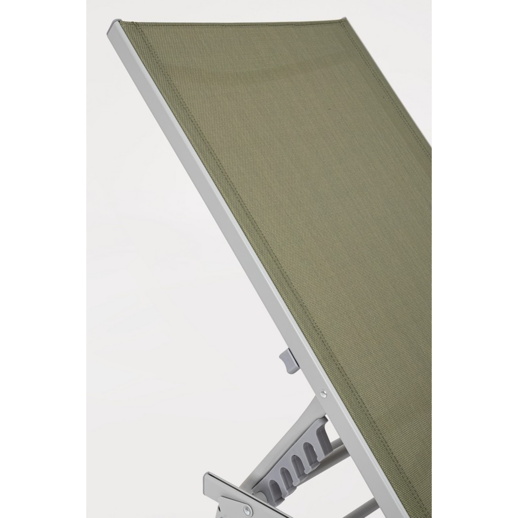 Set di 4 lettini, reclinabili, MACARELLA in alluminio grigio e textilene verde oliva, pieghevoli