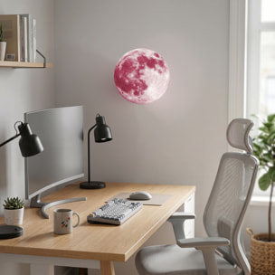 Stickers Muraux décoration adhésifs Lune phosphorescente rose 30 cm