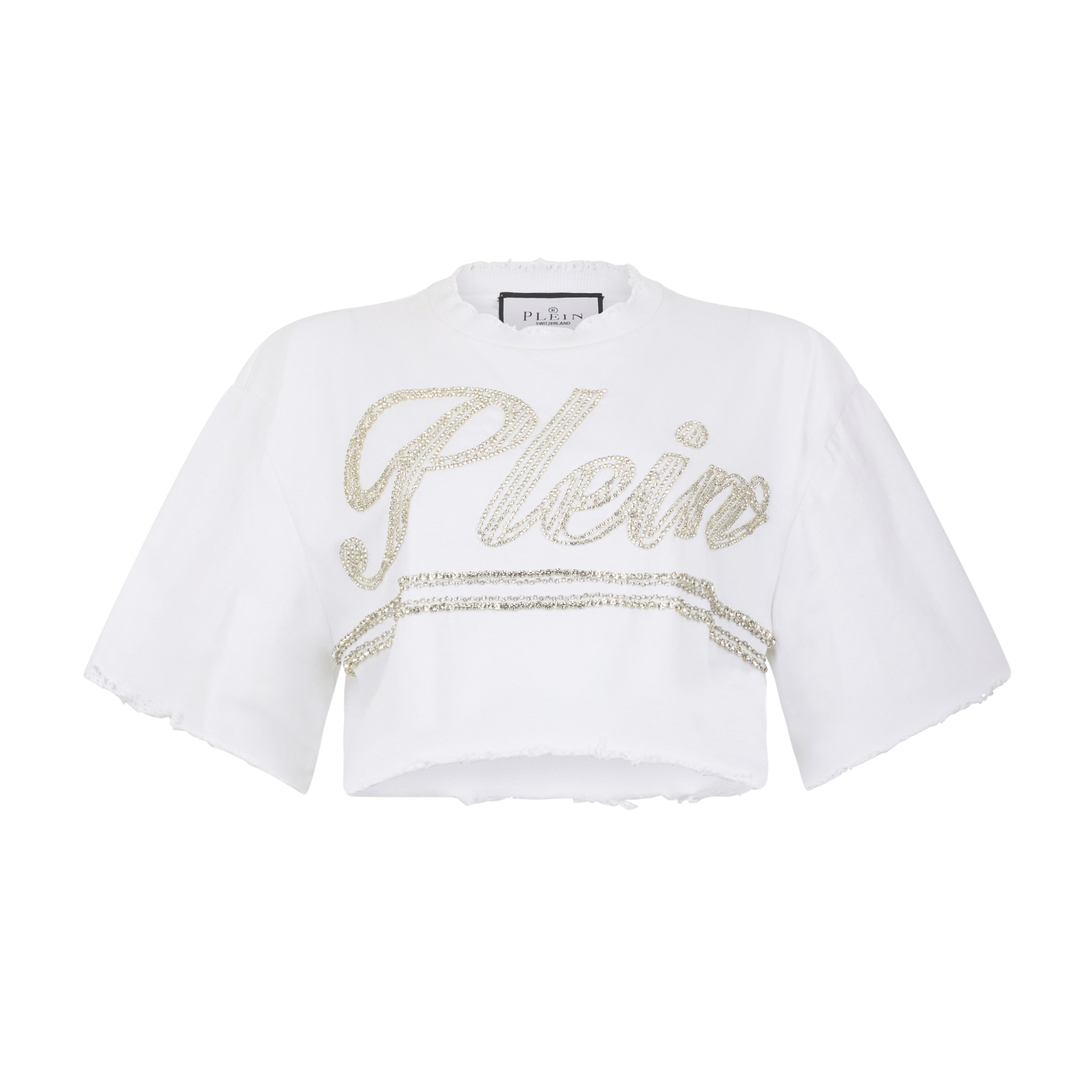 PHILIPP PLEIN Cropped T-Shirt Strass Signature
