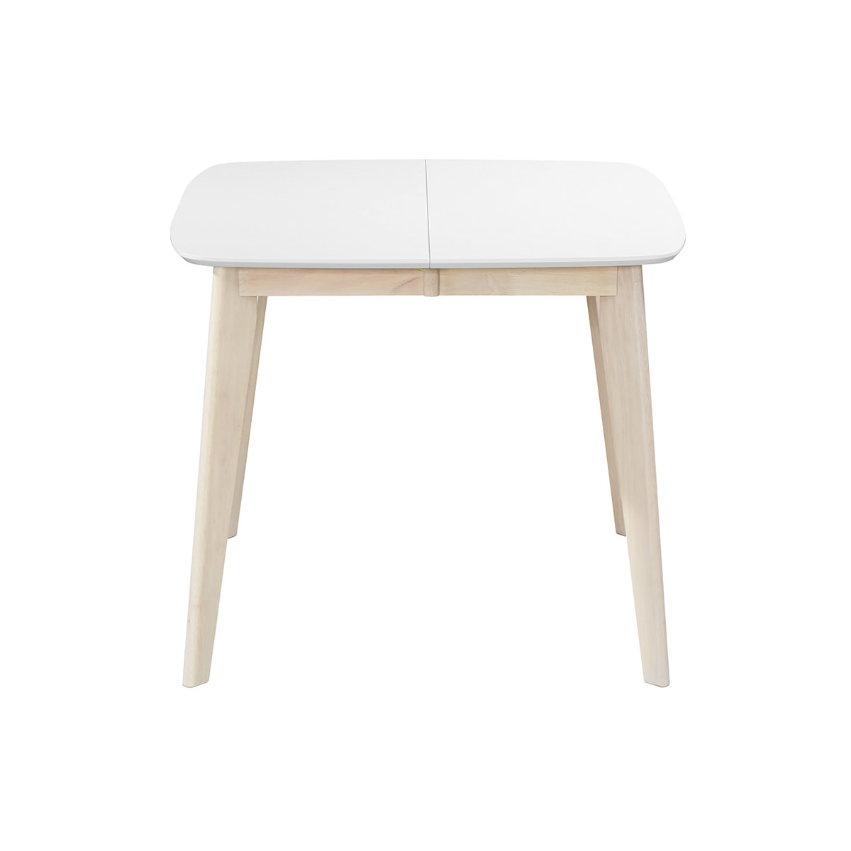 Table à manger extensible scandinave carrée blanche et bois L90-130 cm LEENA