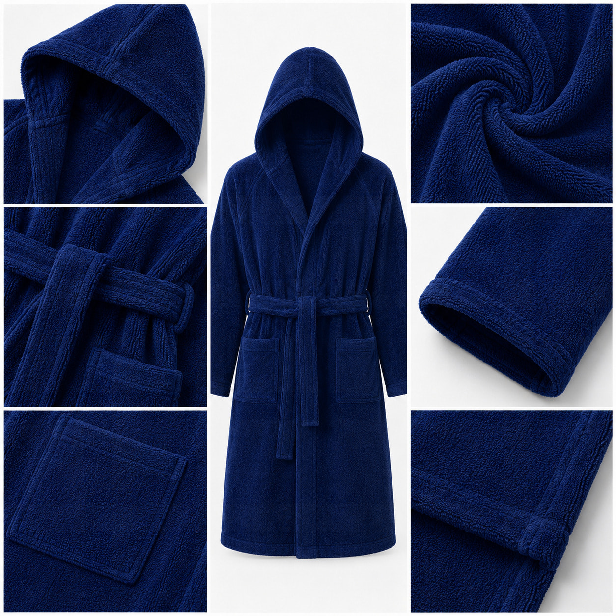 BASSETTI Accappatoio in spugna con cappuccio navy