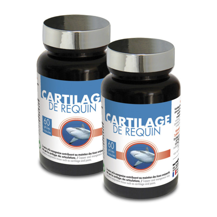 NUTRI EXPERT - Cartilage de requin - Renforce les cartilages et les tendons - Préserve la santé des articulations - Chondroïtine + Cuivre + Manganèse - Lot de 2 x 60 gélules végétales