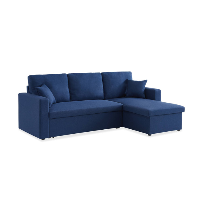 Canapé d'angle convertible réversible 3 places tissu avec coffre IDA